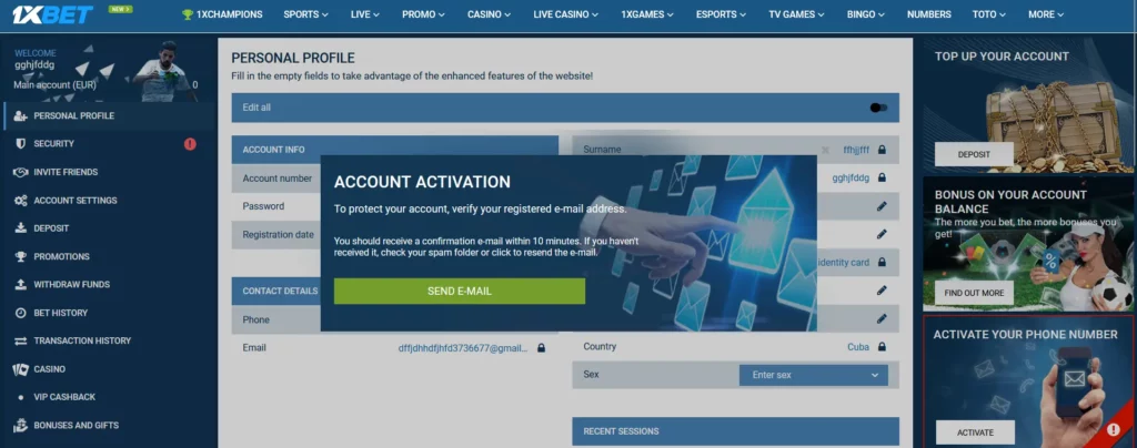 1xBet Verification