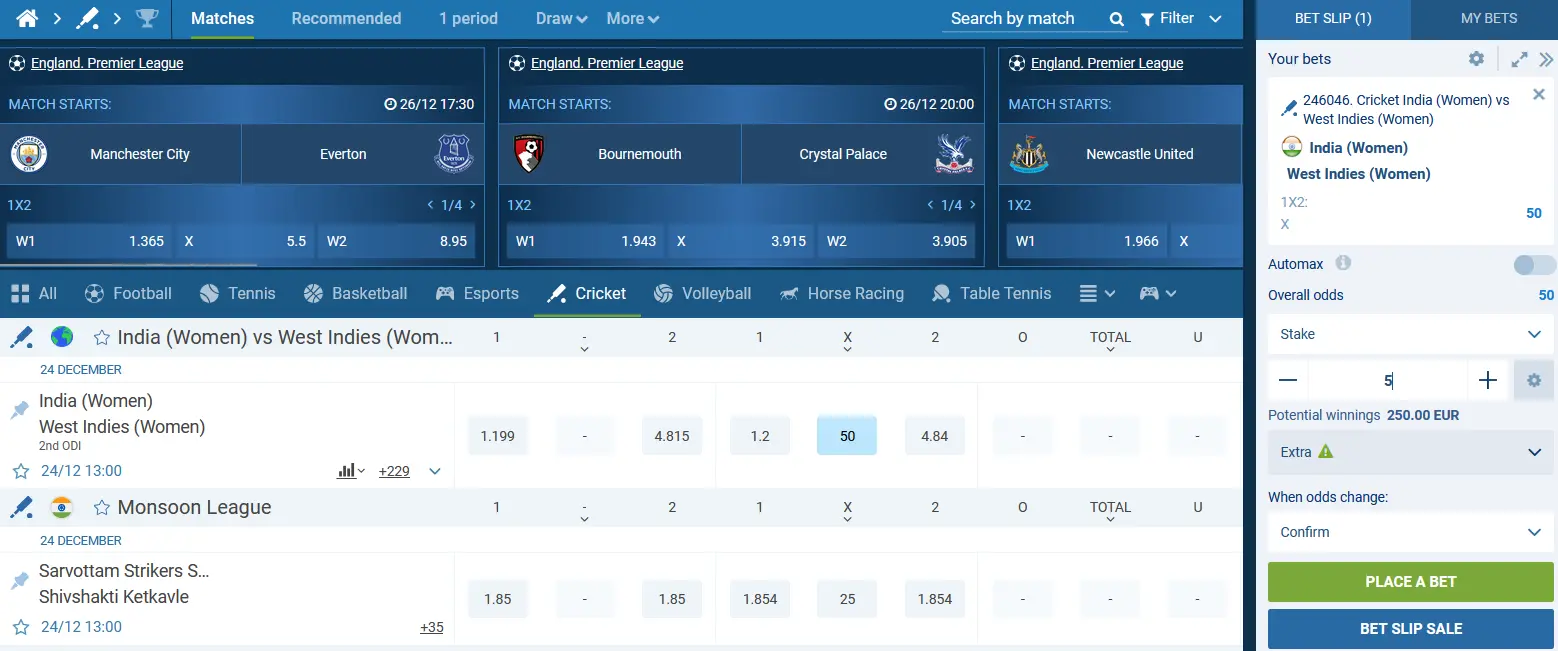 Cricket betting at 1xBet Cricket betting at 1xBet