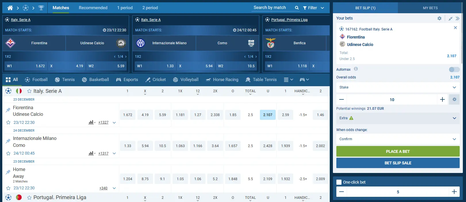Methodology of calculating winnings by odds in the 1xBet system
