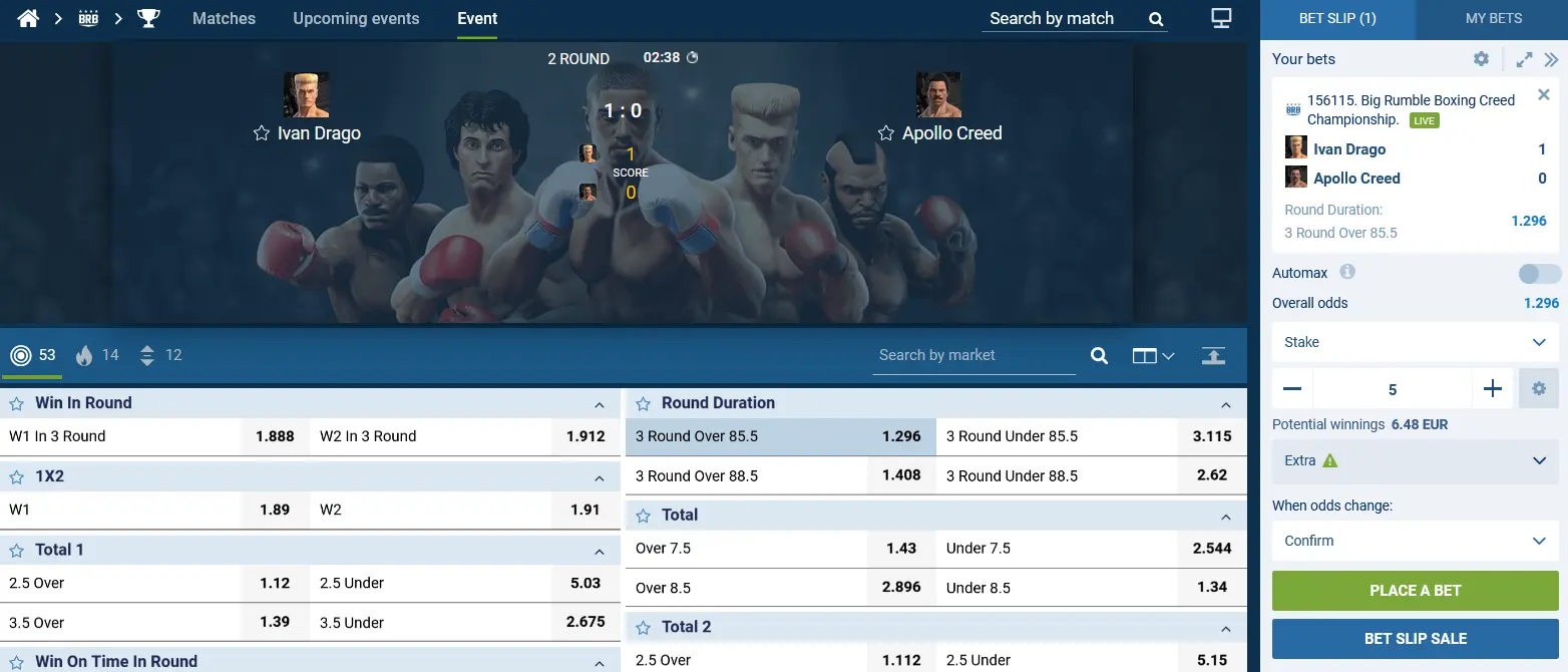 What are the boxing bets at 1xBet