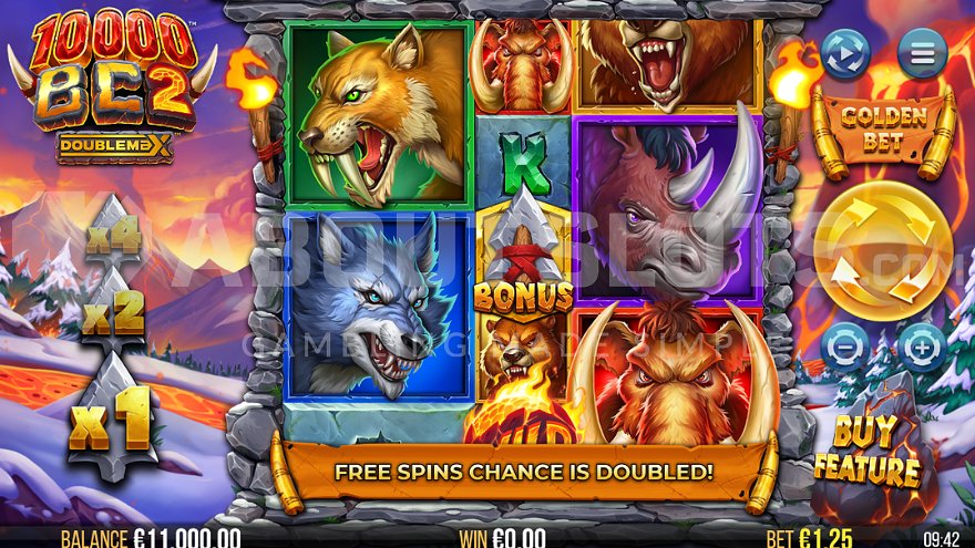 Gameplay scene in the wild with snow and lava.