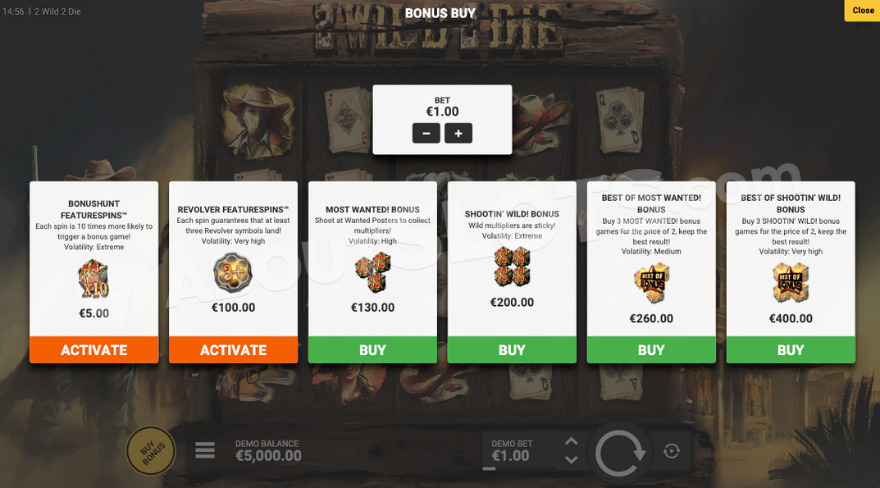 Feature Buy options with six choices.