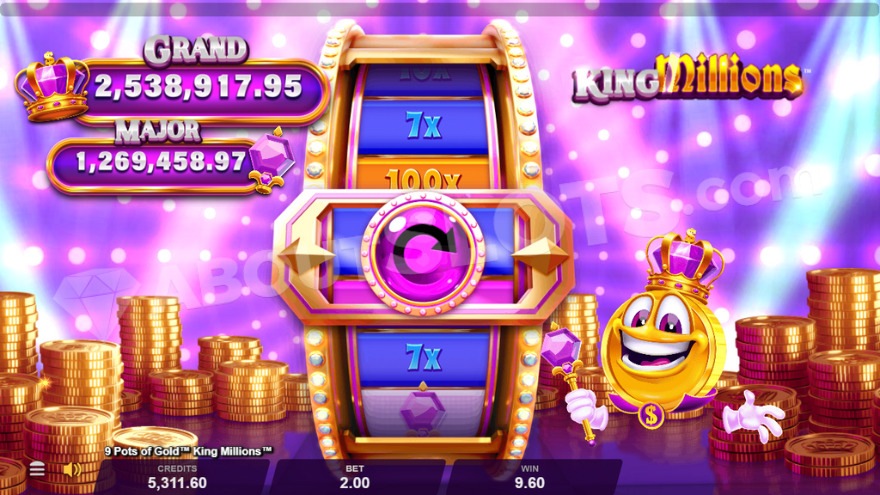 King Millions Bonus feature with a coin character to the right.