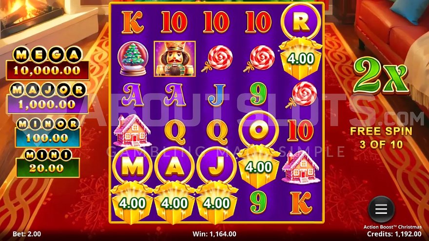 Free spins bonus feature on an expanded game grid.