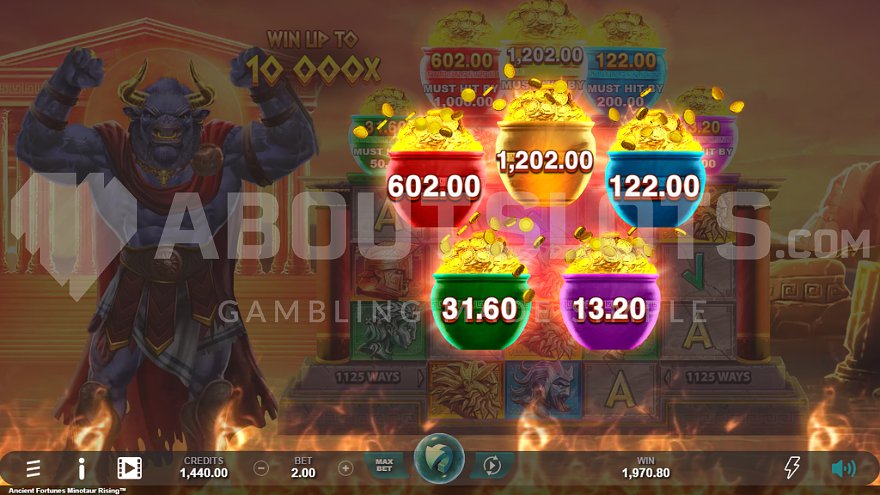 Ancient Fortunes Minotaur Rising Jackpot Activation.