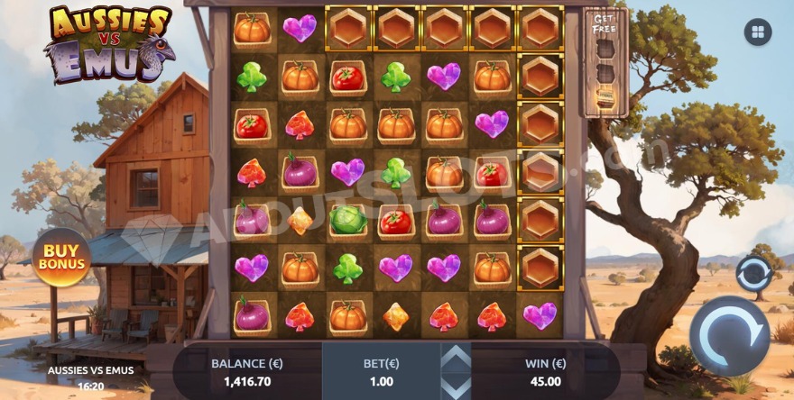 Base game view showcasing the Australian outback backdrop.