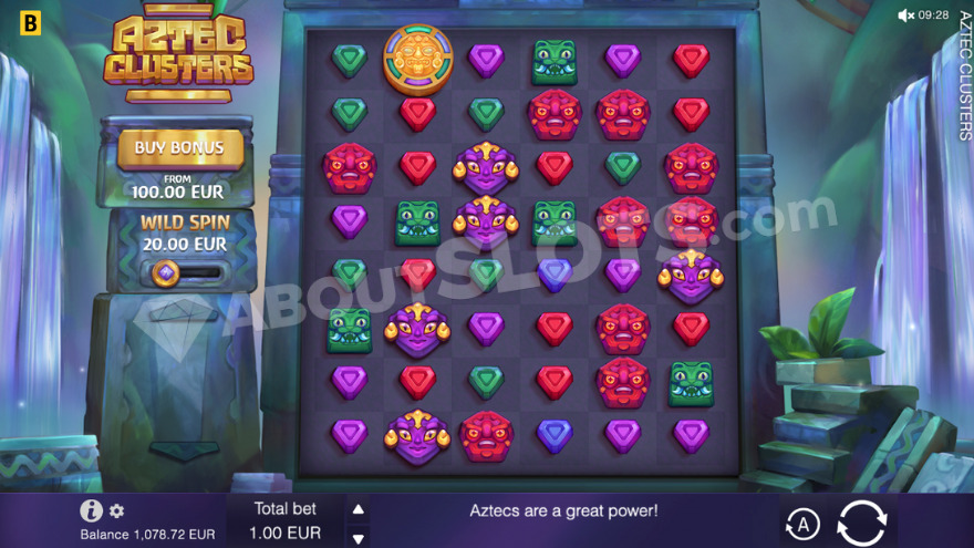 Base game showing waterfalls in the background.