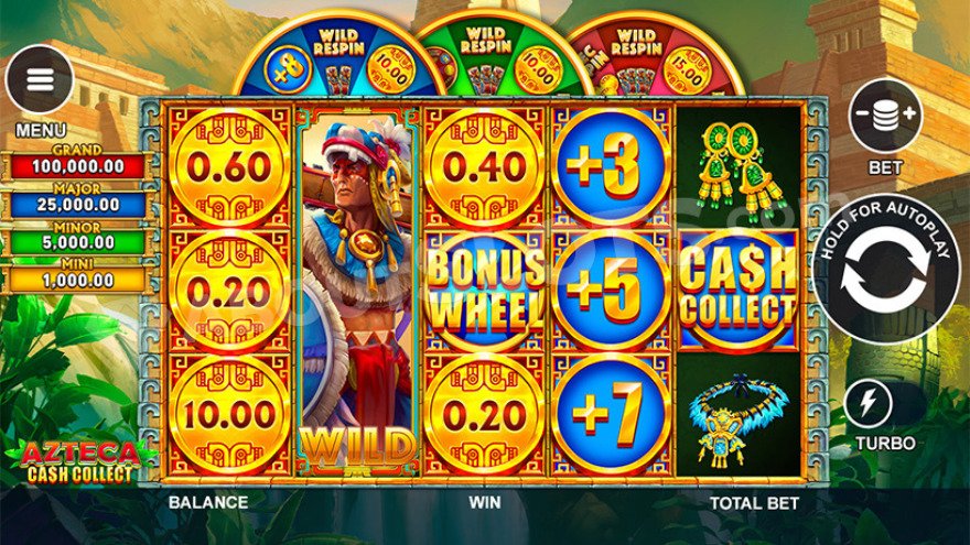 Base game view showing jackpots to the left of the reels.