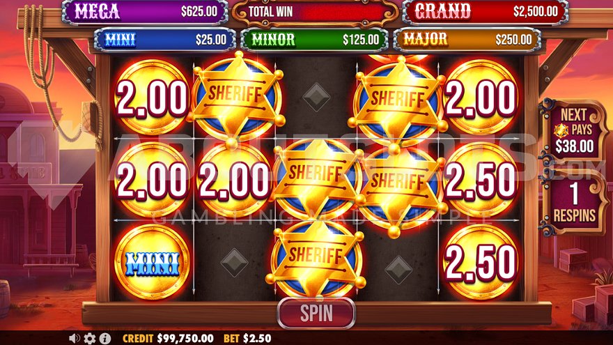 12 out of 15 positions filled with symbols in the respin feature.