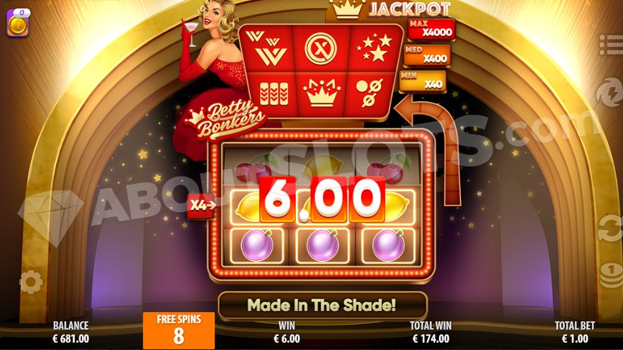 On the reels is shown a winning combination of 3 lemons and another of 3 plums.