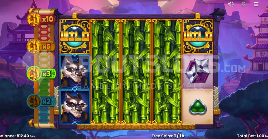 Free spins feature with three mystery bamboo symbols.