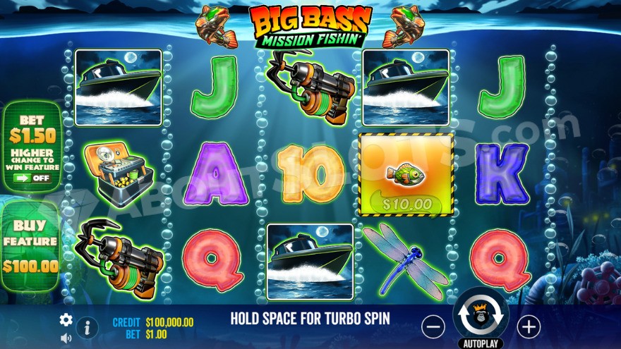 Base game with the option to instantly buy a bonus on the left.