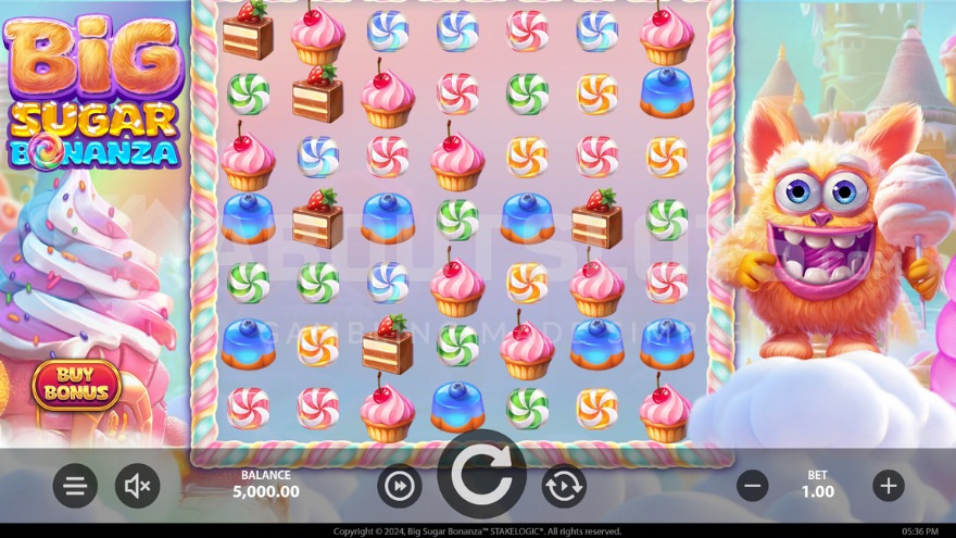 Base game with a large fluffy creature on the right.