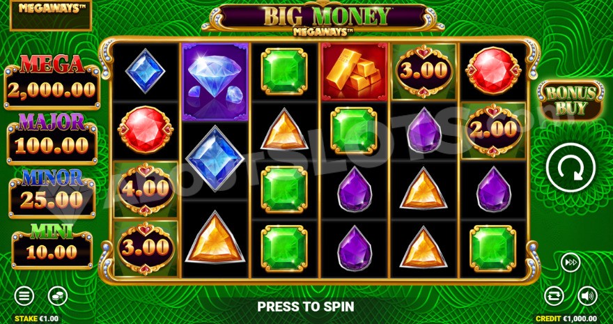 Base game with four jackpots visible on the left.