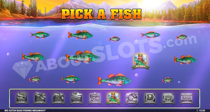 Big Catch Bass Fishing Megaways Pick a Fish feature screenshot