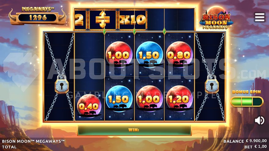 Seven money symbols on the reels in the Link & Win feature.