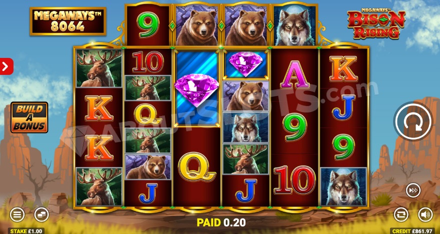 Base game with two scatter symbols on the reels.