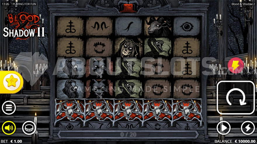 Base game with many lit candles on the sides of the reels.