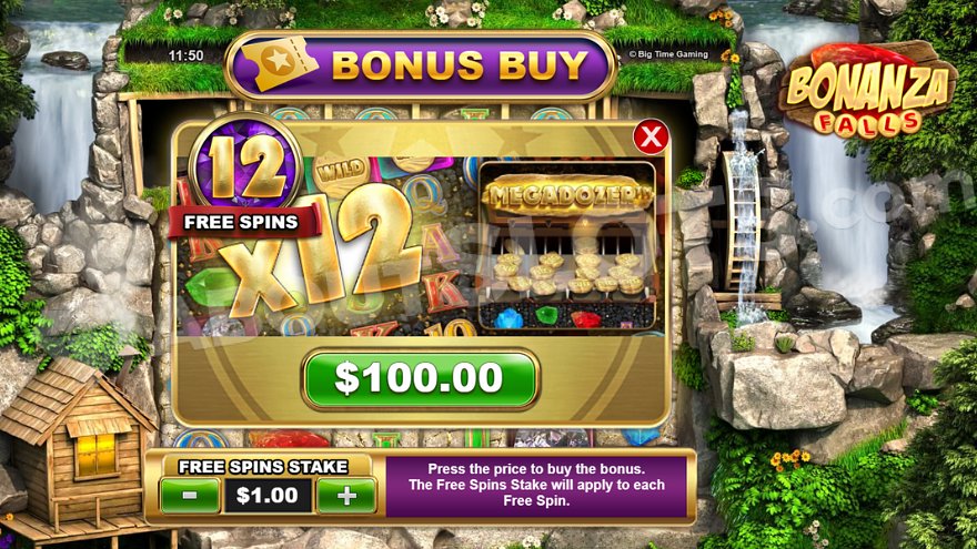 Bonus Buy option for free spins in Bonanza Falls.