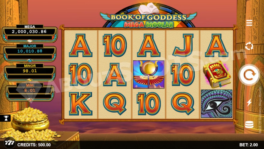 Book of Goddess Mega Moolah main game screenshot