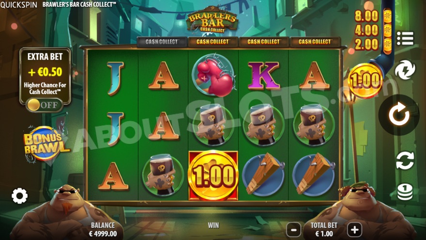 Base game view showcasing a dimly lit back alley background.