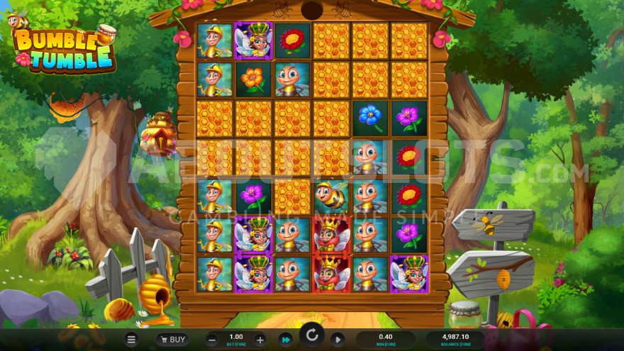 Game interface showcasing the base game with a lush forest background.