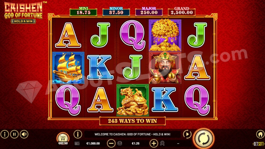 Base game with four jackpots displayed above the reels.