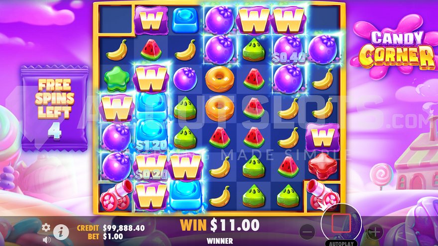 Seven Wild symbols during a free spin bonus round.
