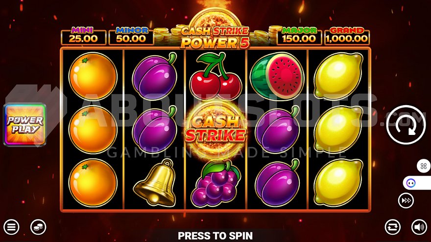 Gameplay of Cash Strike Power 5 slot.