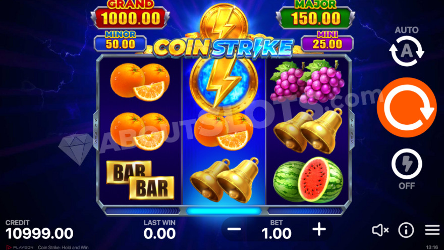 Base game showing jackpots above the reels.