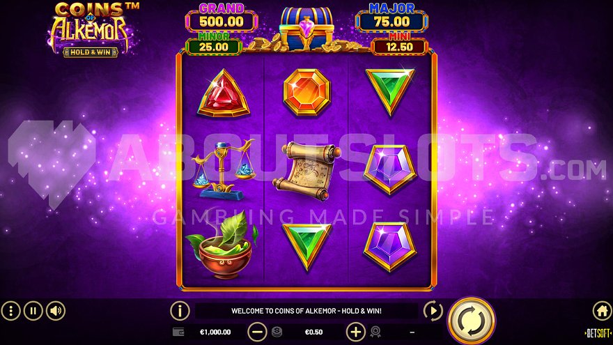 Slot machine with 3 reels and 3 rows.