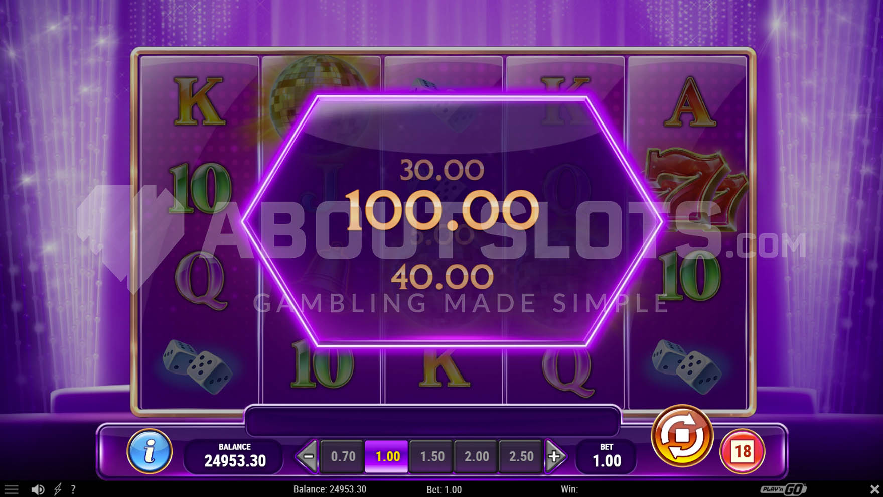 Bonus Fortune Wheel bonus in progress, displaying a 100x win in the electronic mini-roulette game in Crystal Hall Slot.