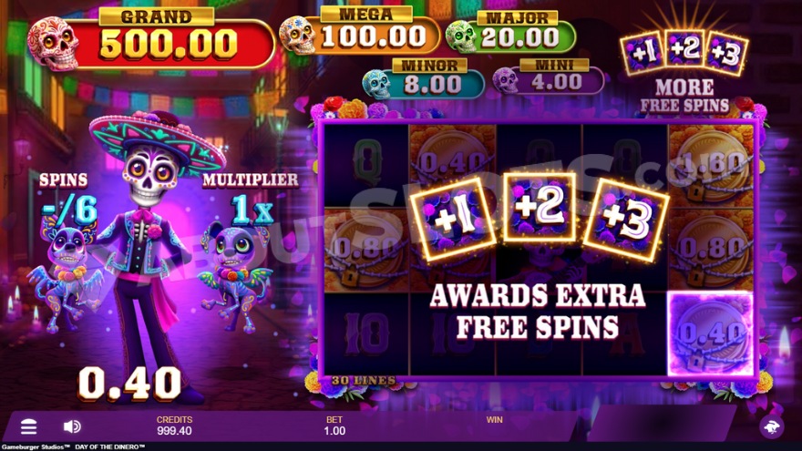 Day of the Dinero Free Spins Trigger Screenshot