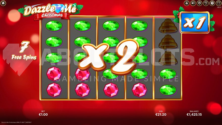 A 2X multiplier in Free Spins mode.
