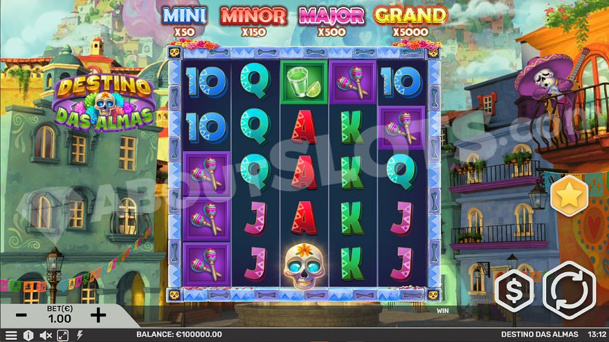 Slot machine on a colorful Mexican square.