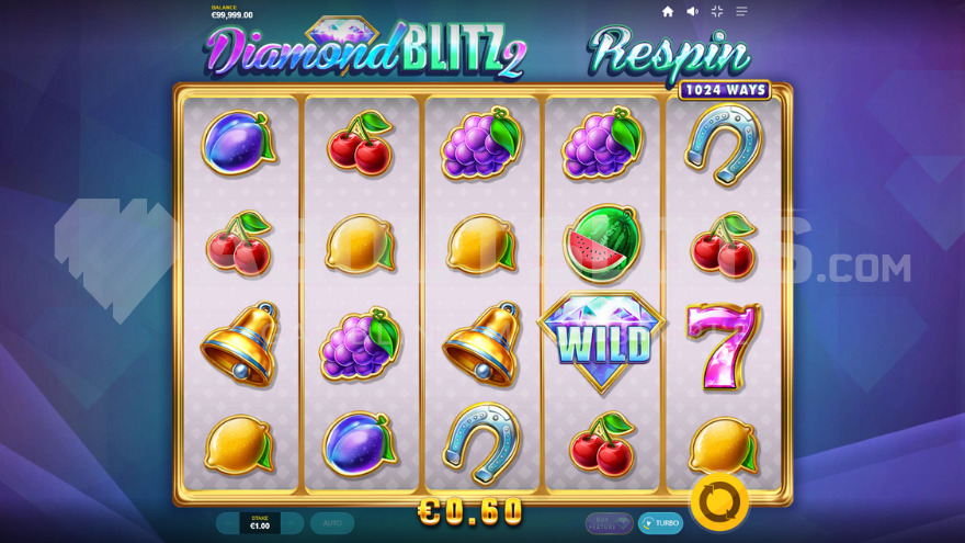 Activated Re-spin with Wild symbol on the screen in Diamond Blitz 2