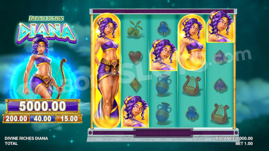Divine Riches Diana Slot Gameplay