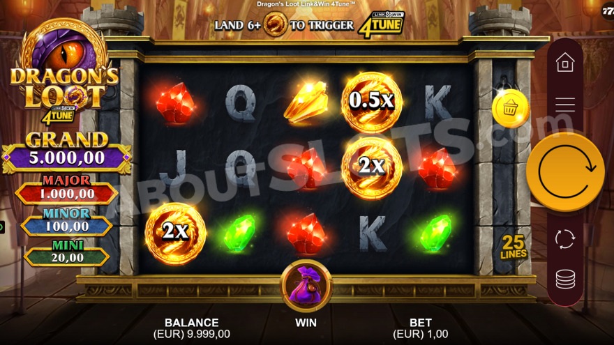 Base game showing jackpots on the left.