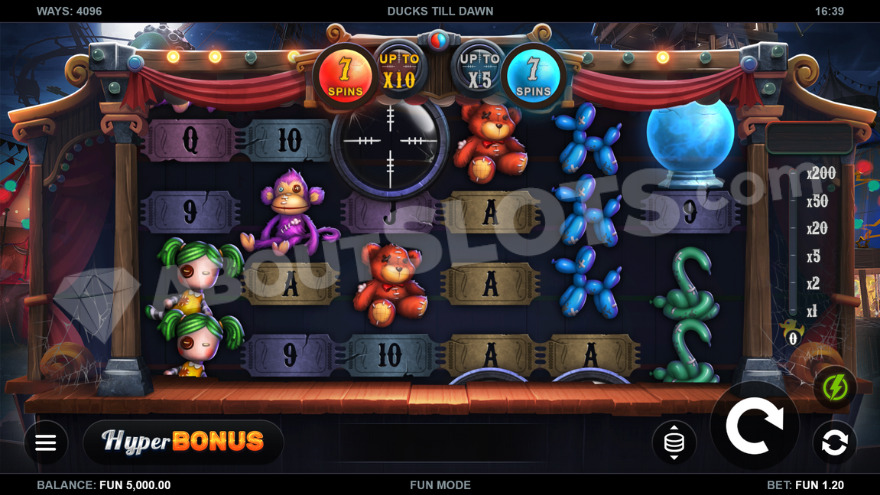 Base game with target symbol on the third reel.