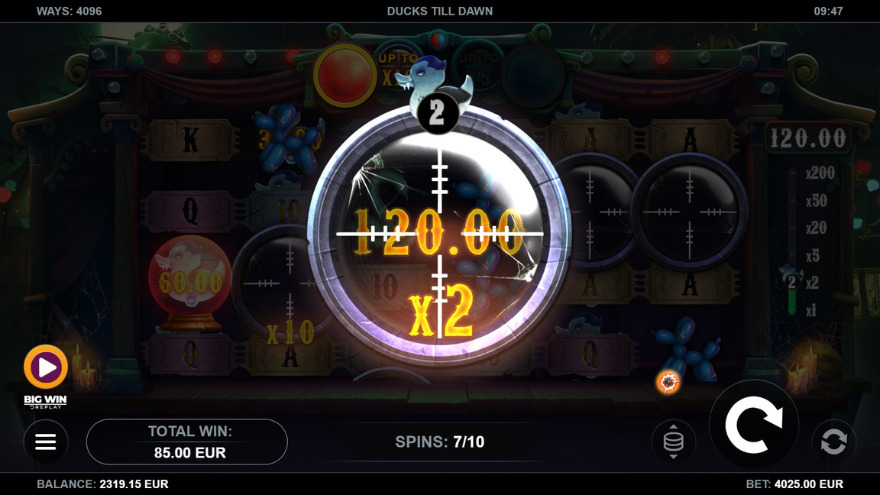 Free Spins mode with an active 2X target.