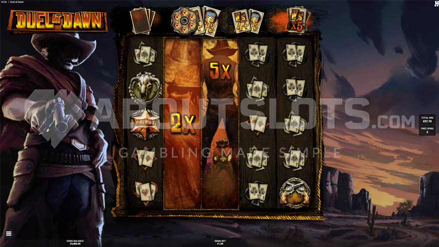 Dusk 'Til Dawn Bonus game with two expanded wild symbols on the second and third reels.