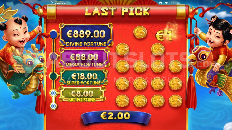 Fortune Bonus game with the last pick.