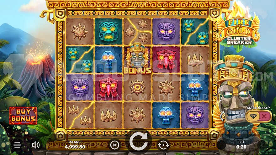 A casino slot next to an Aztec temple.