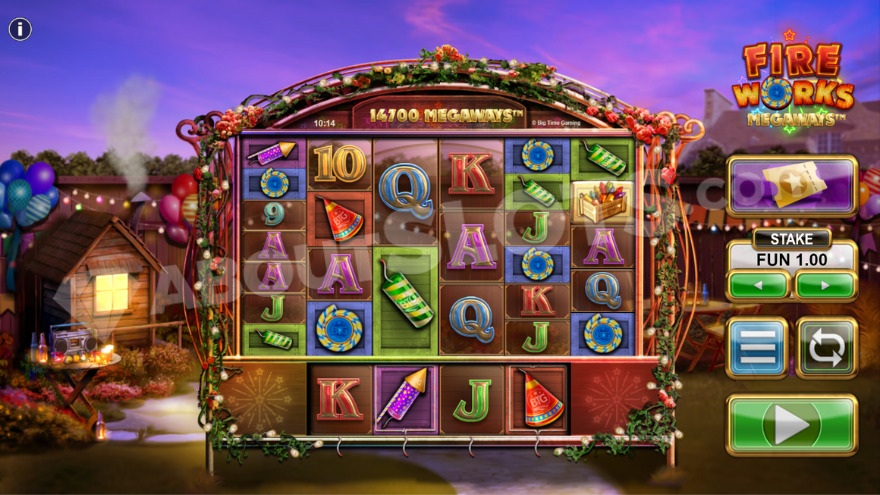 Base game view showcasing a calm cityscape before the fireworks begin.