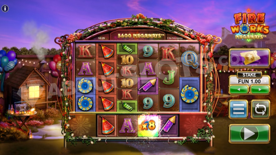 Firework Wild Bonus activation on the extra reel.