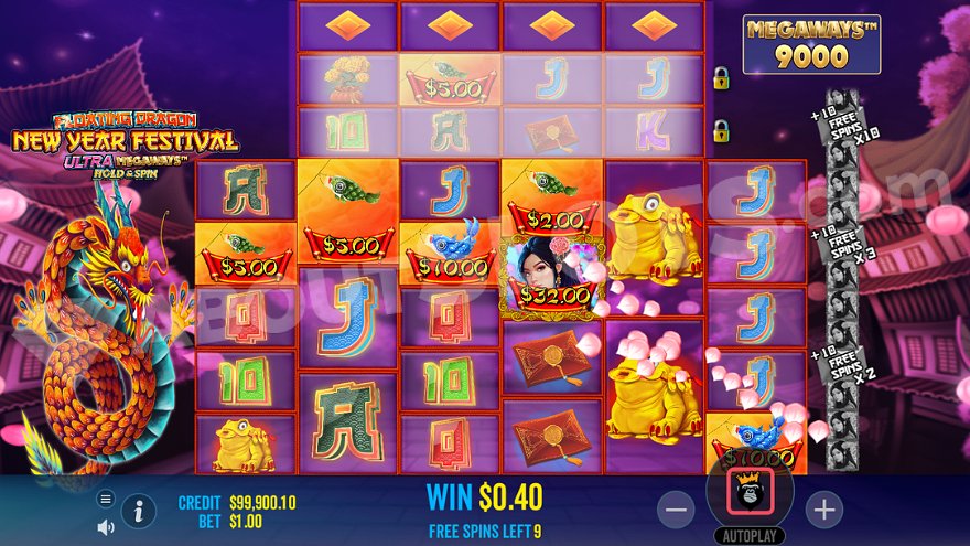 Floating Dragon New Year Festival Slot Bonus Features