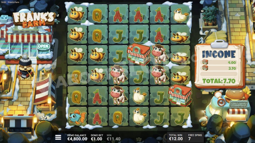 Diner Dash Bonus Game with accumulated income on the right.