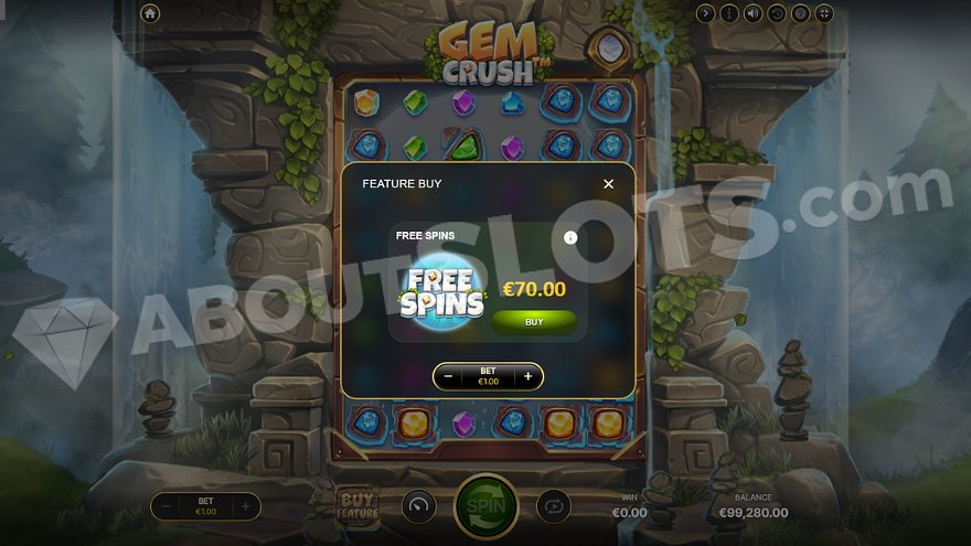 Bonus Buy menu offering free spins for 70x stake.