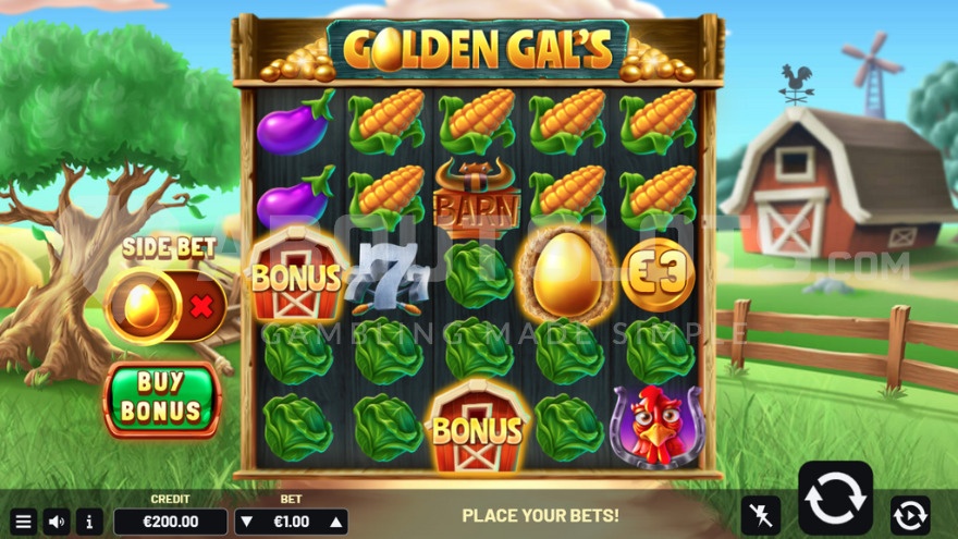 Base game with a farm backdrop.