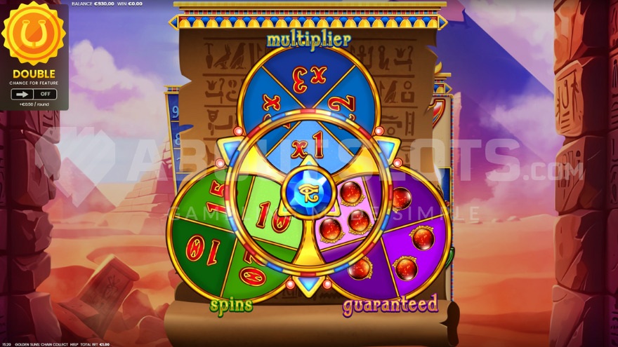 Active Free Spins Wheel on the screen in Golden Suns Chain Collect.